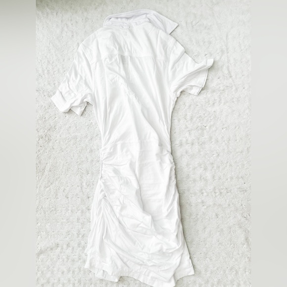 NWT- MONROW x Revolve Shirred Waist Shirt Dress in white - Picture 4 of 14